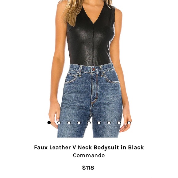 Faux Leather V Neck Bodysuit in Black, NWT, Commando Revolve Large - Picture 4 of 5